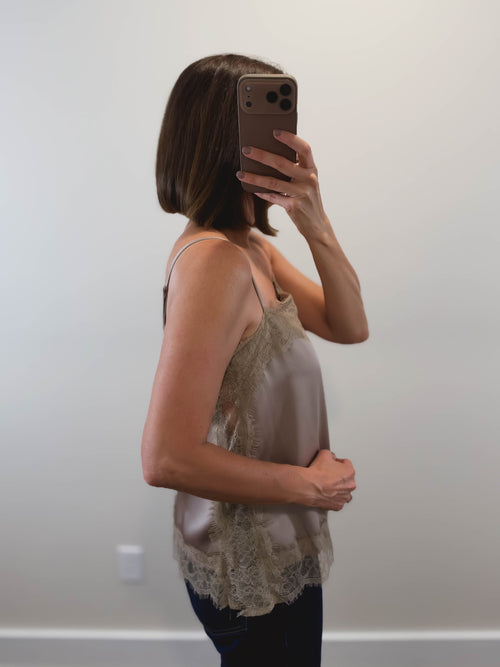 The Lillian Lace Cami in Mushroom