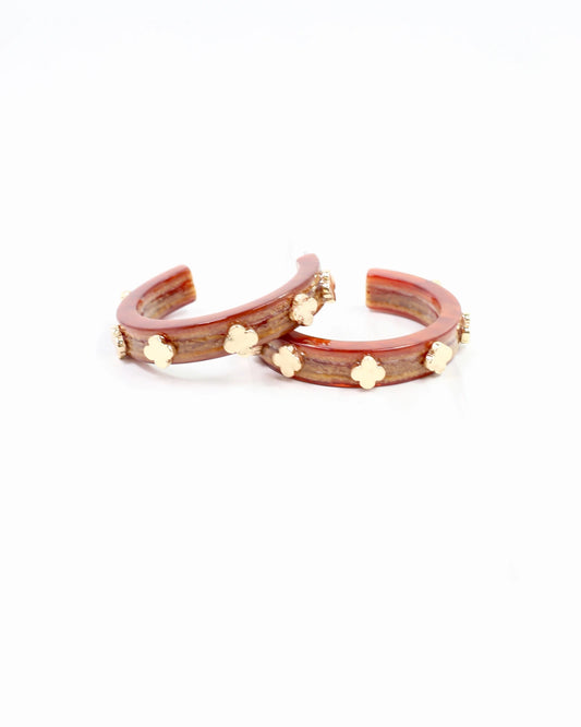 Bellamy Clover Hoop Earring Nat Tortoise