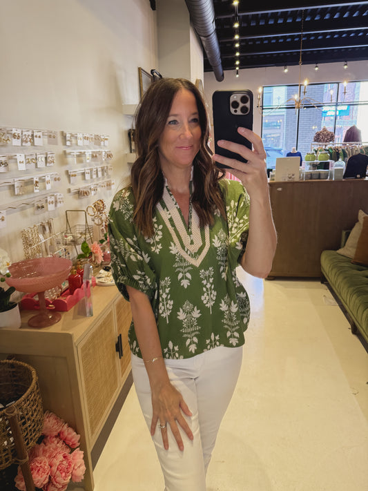 DOORBUSTER- The Marlowe Blouse in Green