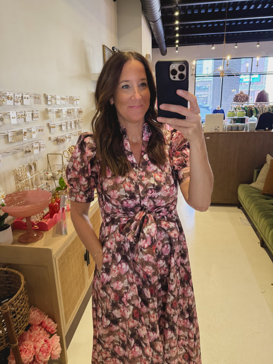 DOORBUSTER- The Dreamy Watercolor Floral Dress in Mauve