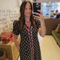 DOORBUSTER- The Meadow Muse Midi Dress in Black and Pink