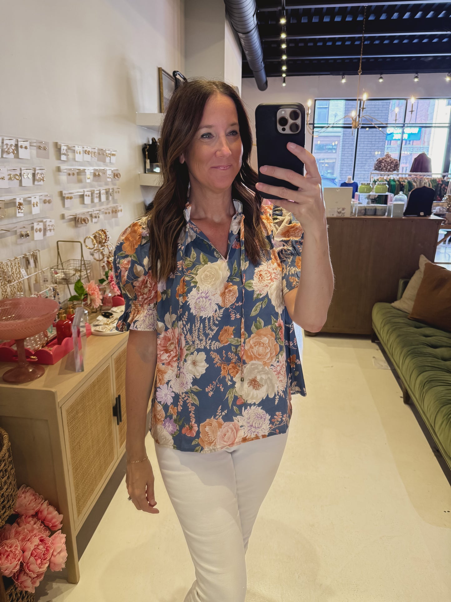 The Orchard Rose Blouse in Blue