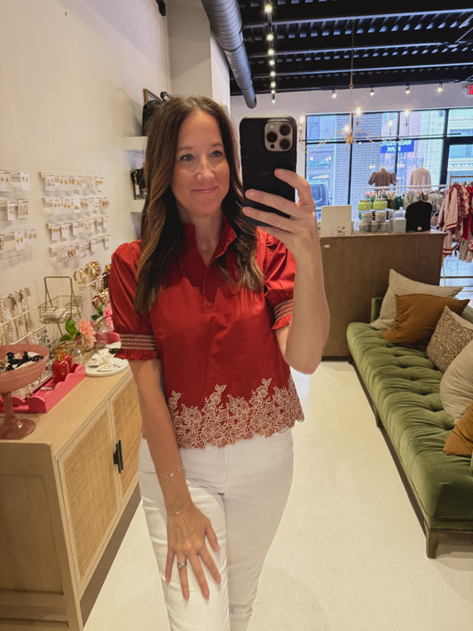 The Esther Top in Maroon