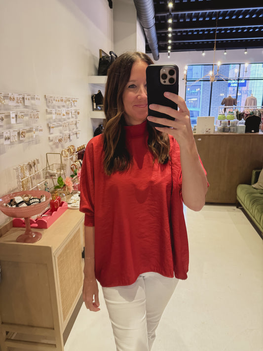 The Whisper Drift Top in Crimson