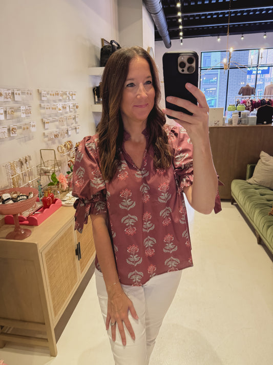 The Evergreen Petals Blouse in Brown