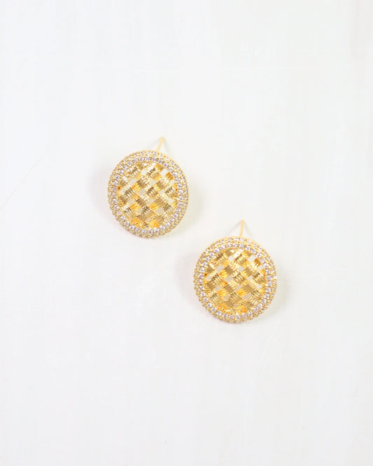 Hadley CZ Lined Stud Earring Gold