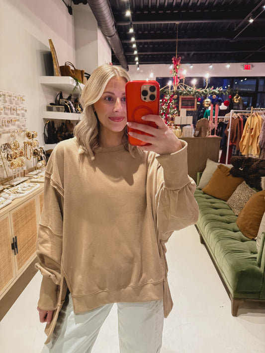 Oversized Tan Crewneck