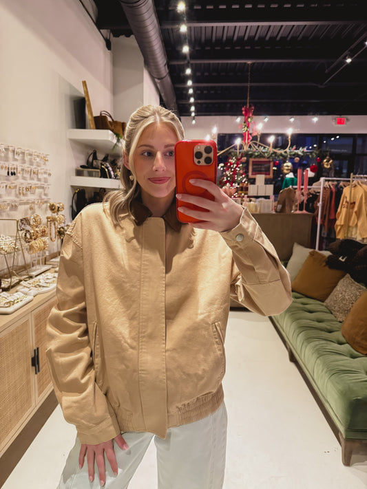 Bomber Barn Jacket in Tan