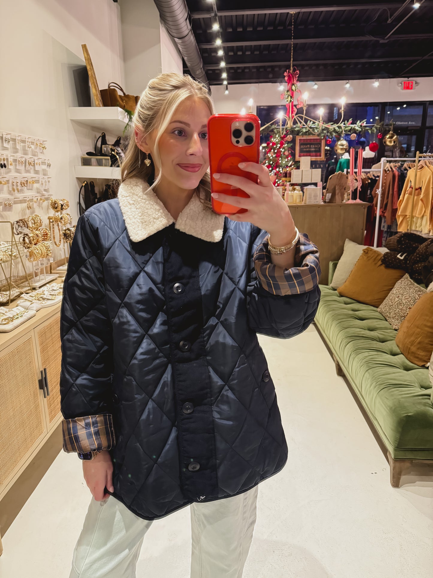 Navy Quilted Puffer Jacket