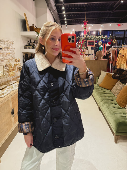Navy Quilted Puffer Jacket