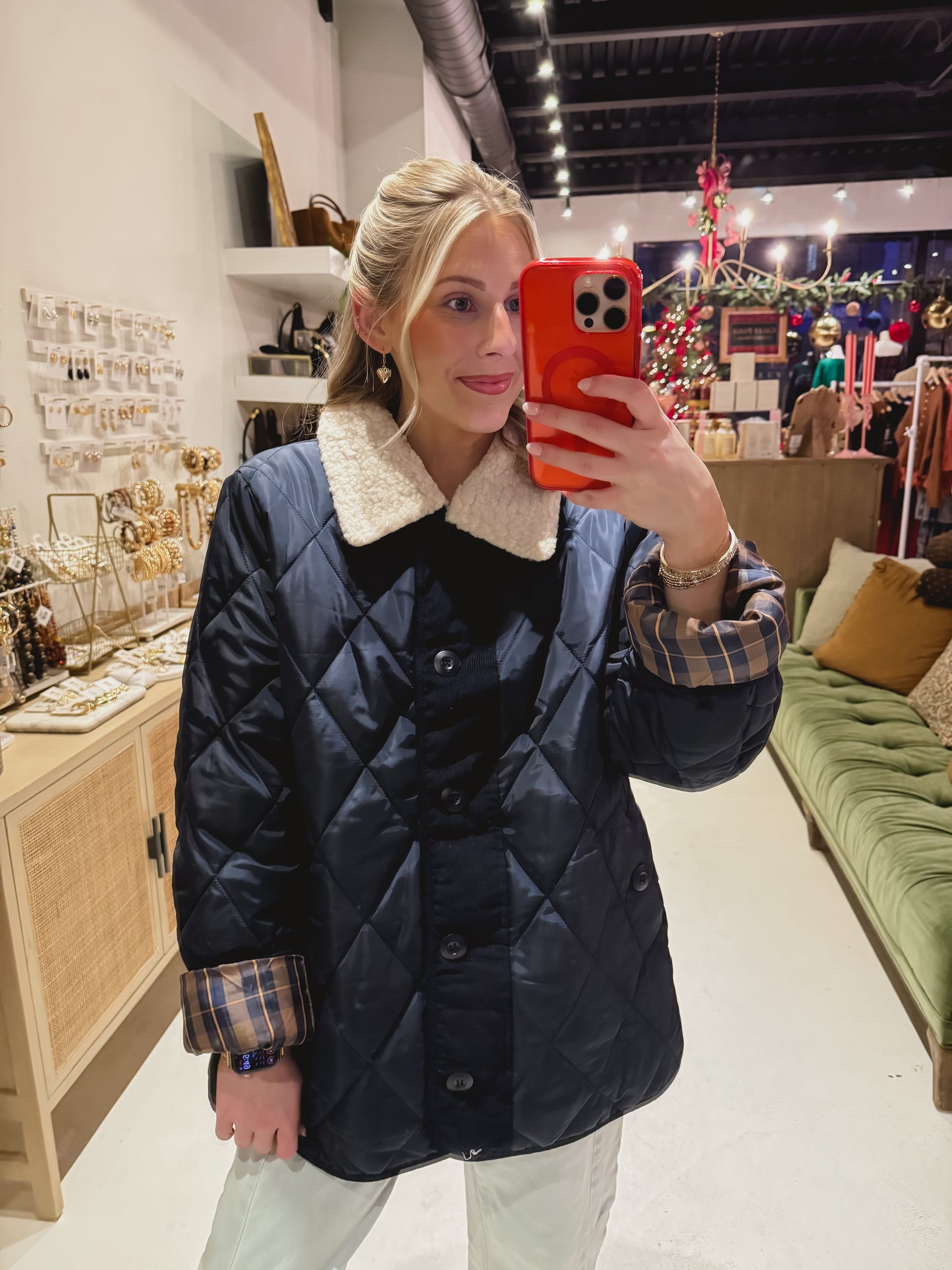 Navy Quilted Puffer Jacket