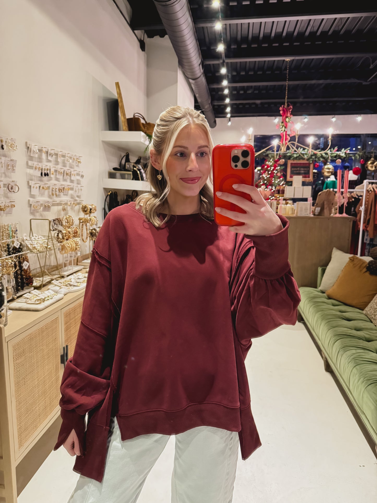 Oversized Maroon Crewneck