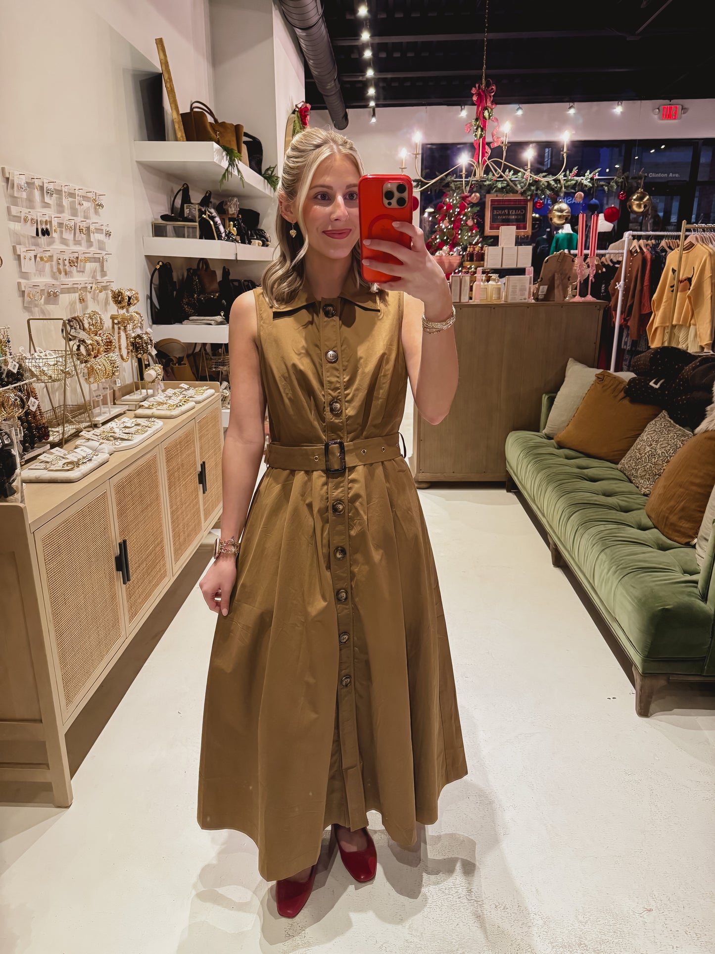 Sleeveless Brown Belt Dress