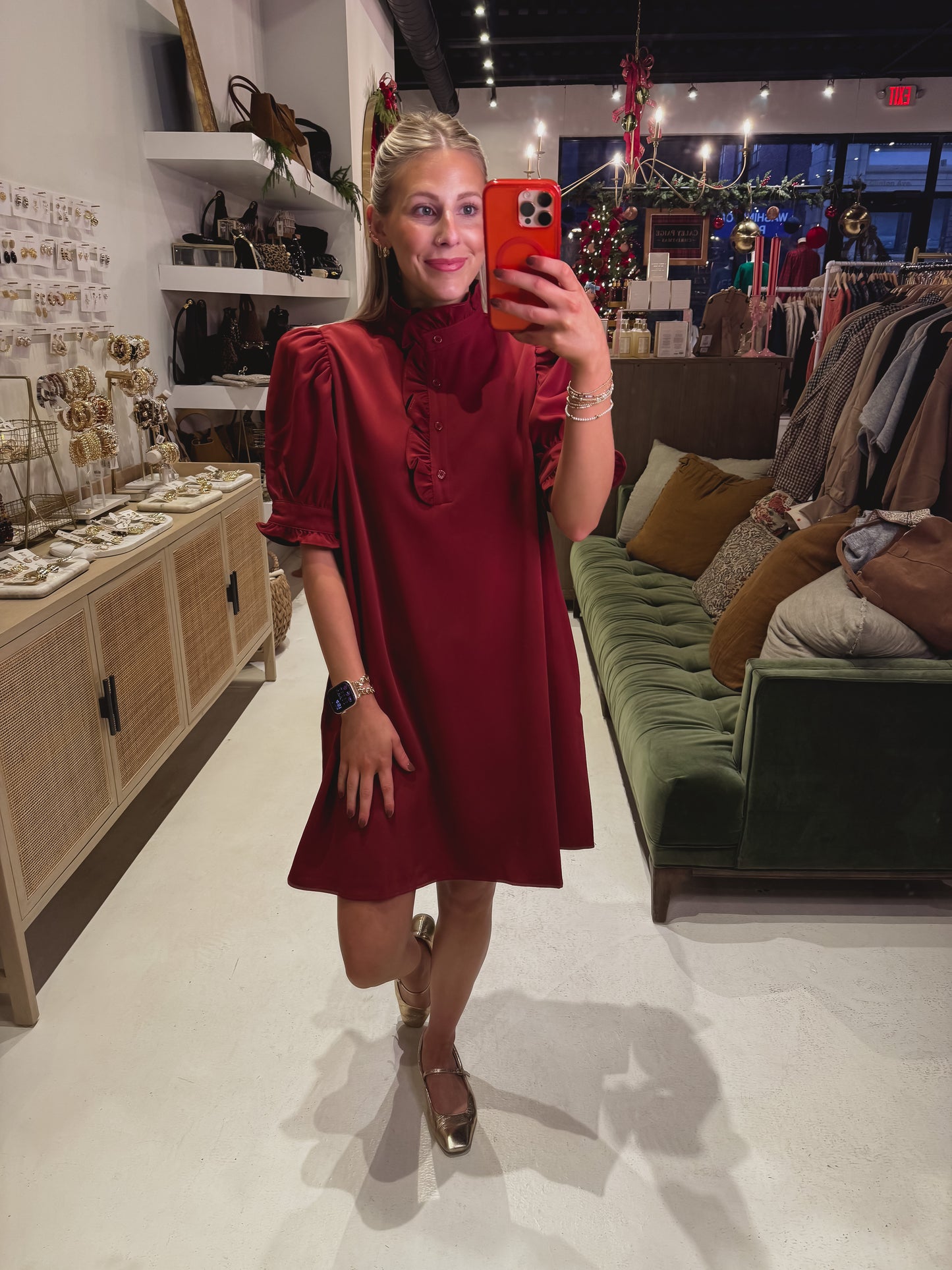 DOORBUSTER! Solid Crimson Dress