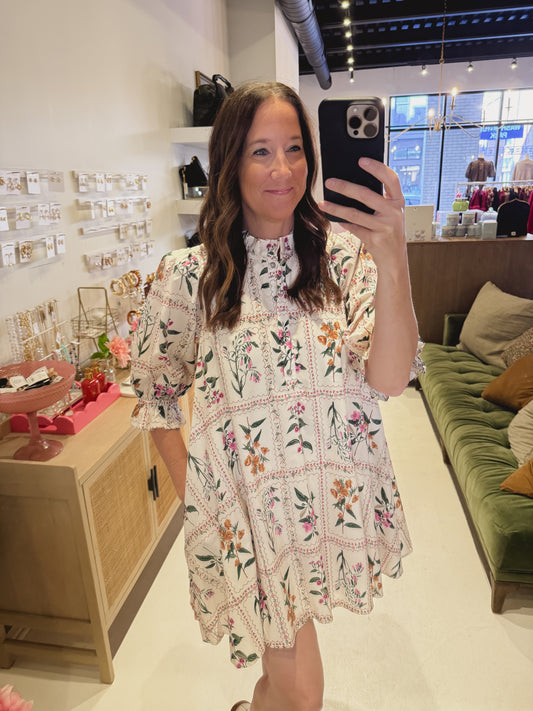 The Midnight Meadow Tapestry Dress in Cream