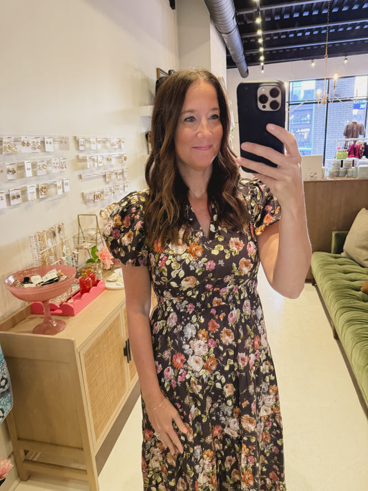 The Brown Floral Garden Dress