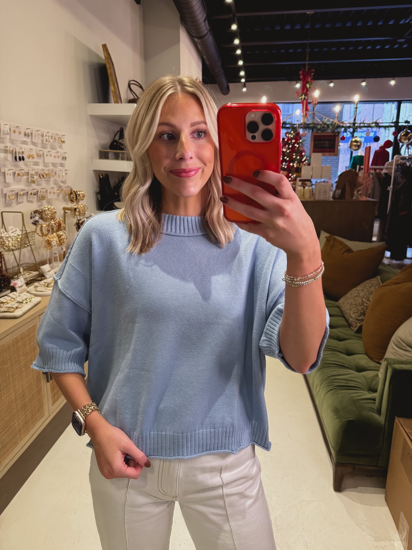 DOORBUSTER! The Blue Thread Short Sleeve Sweater