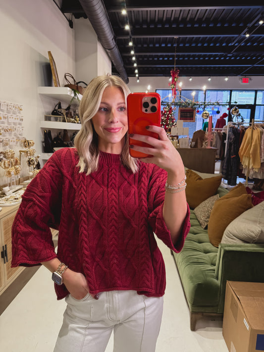 DOORBUSTER! The Burgundy Cable Sweater