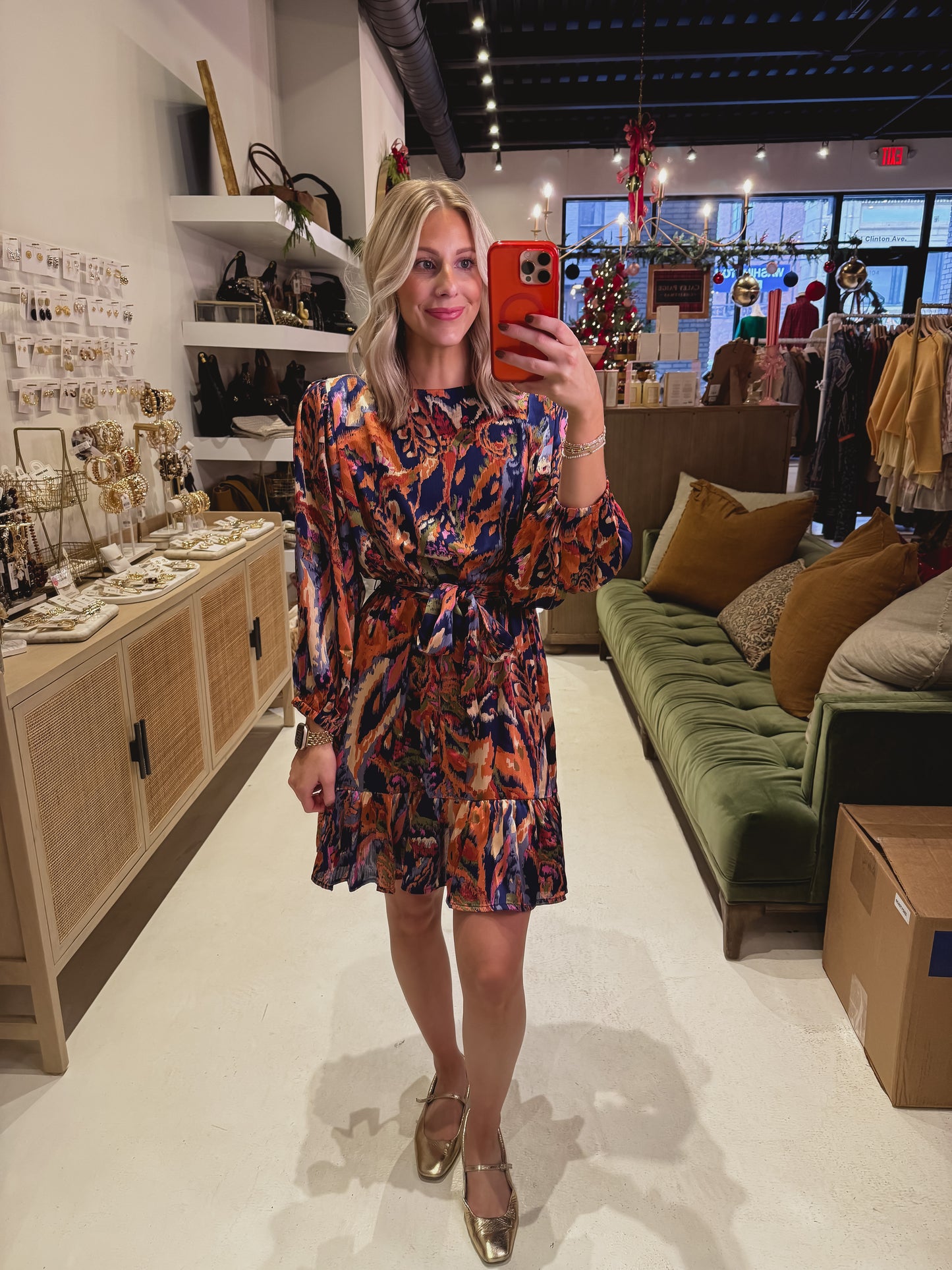 DOORBUSTER! Silky Colorful Belted Dress