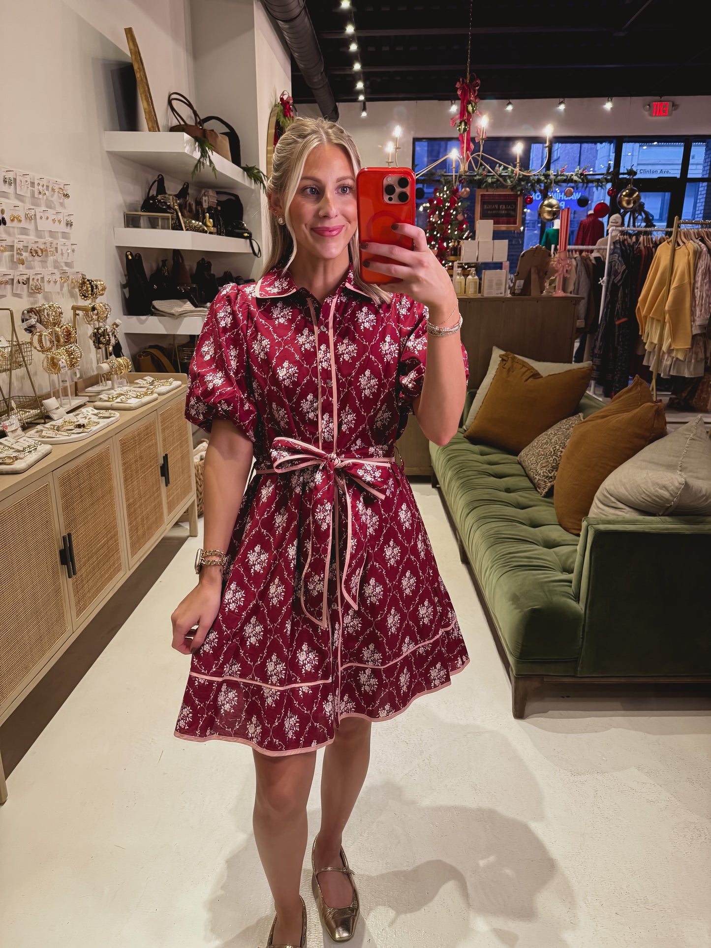 DOORBUSTER! Burgundy Floral Button Up Dress