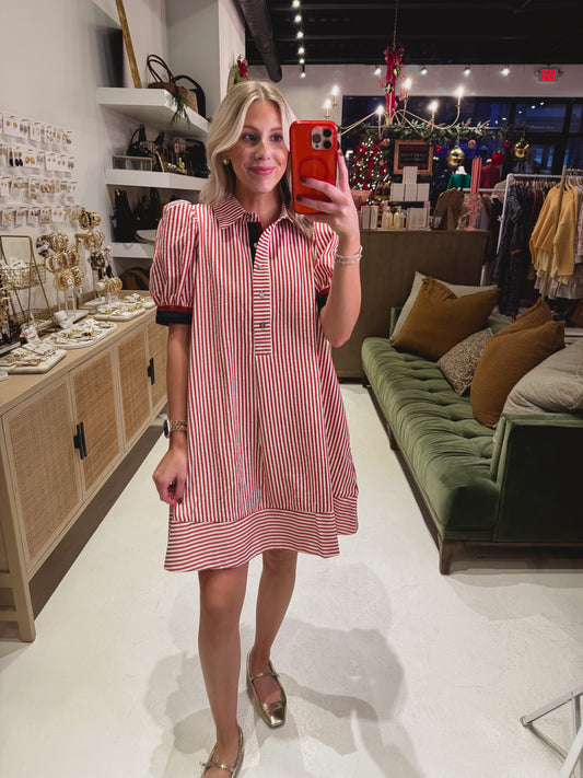DOORBUSTER! Red and White Striped Dress