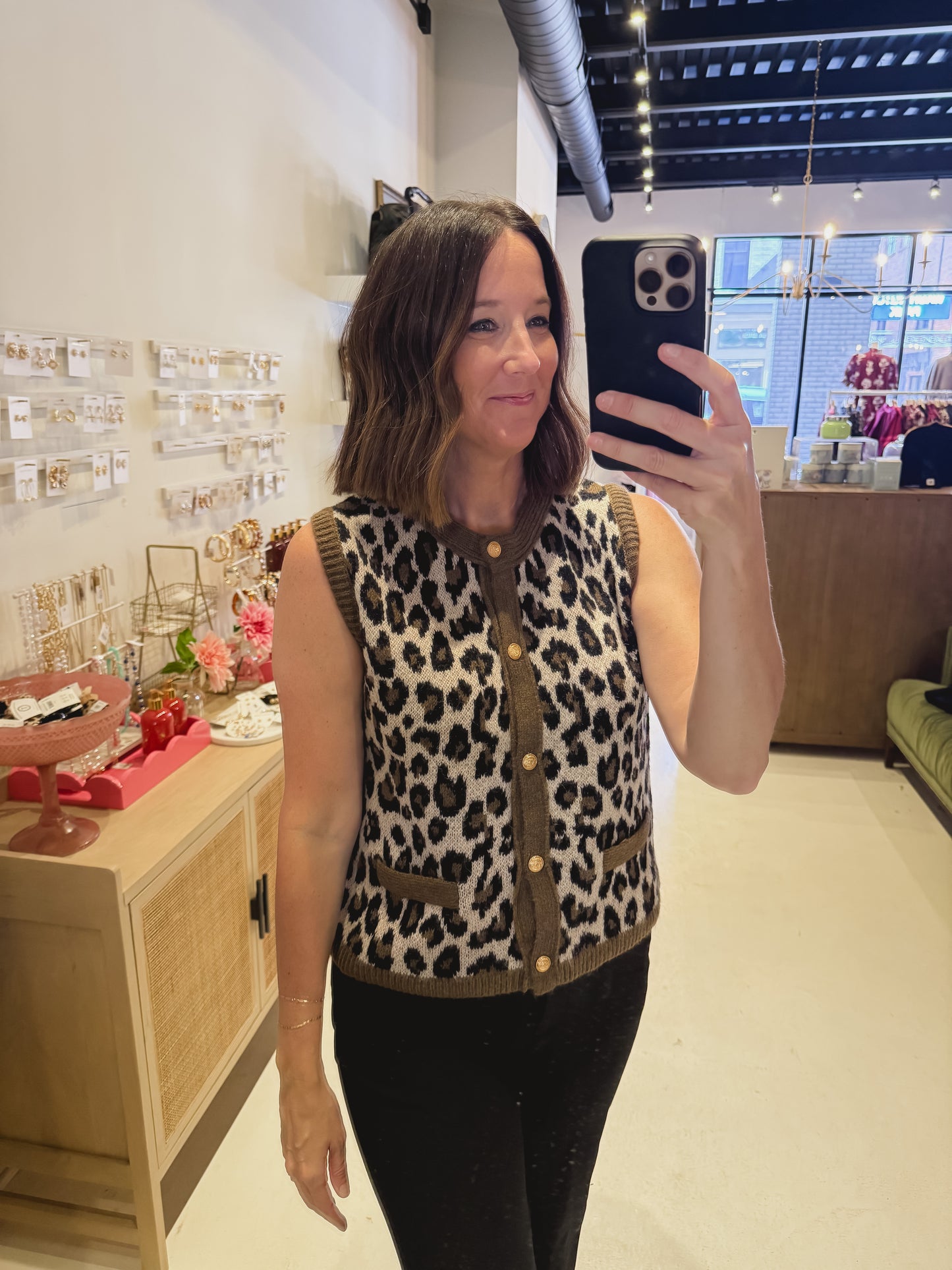 The Fuzzy Leopard Sweater Vest