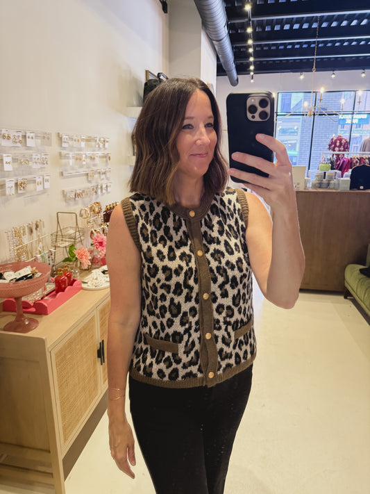 The Fuzzy Leopard Sweater Vest