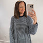 The Levi Striped Oversized Long Sleeve Top in Navy