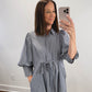 The Harbor Stripe Mini Dress in Navy