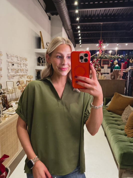 DOORBUSTER! Green Collared Top