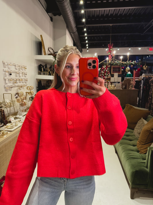 The Lakeside Cardigan in Red
