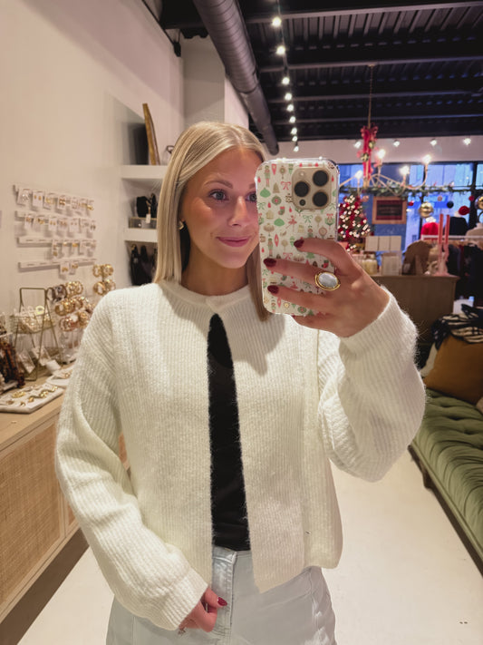 Cream One Button Cardigan