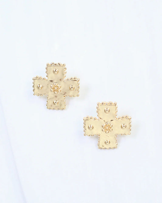 Carol Cross Stud Earring Gold