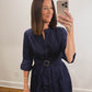The Annapolis Dress | Navy Eyelet Church Shirt Dress