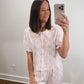 Floral Stripe Ruffle Collar Pajama Set