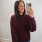 Nelly Mock Neck Pullover in Burgundy