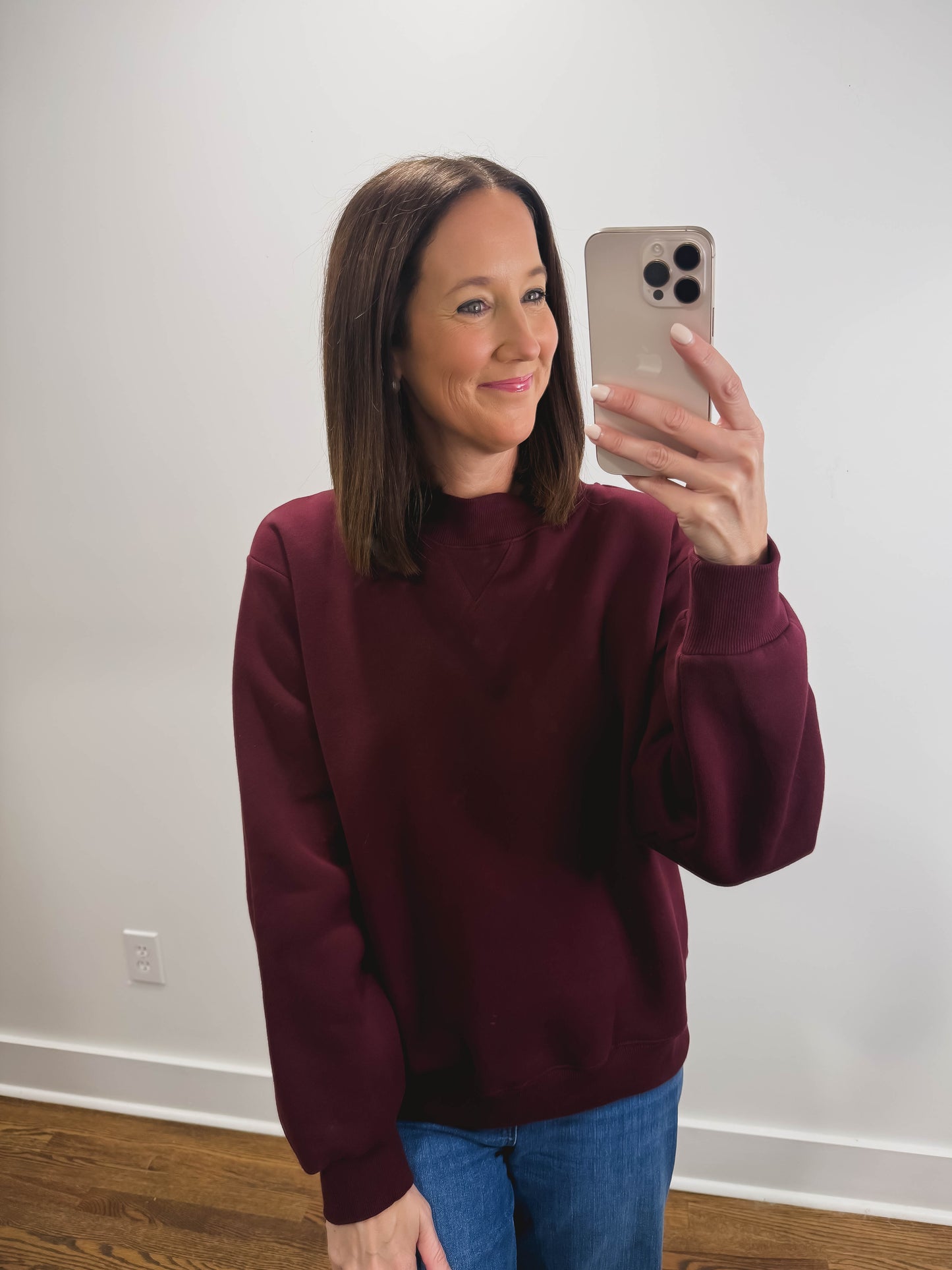 Nelly Mock Neck Pullover in Burgundy