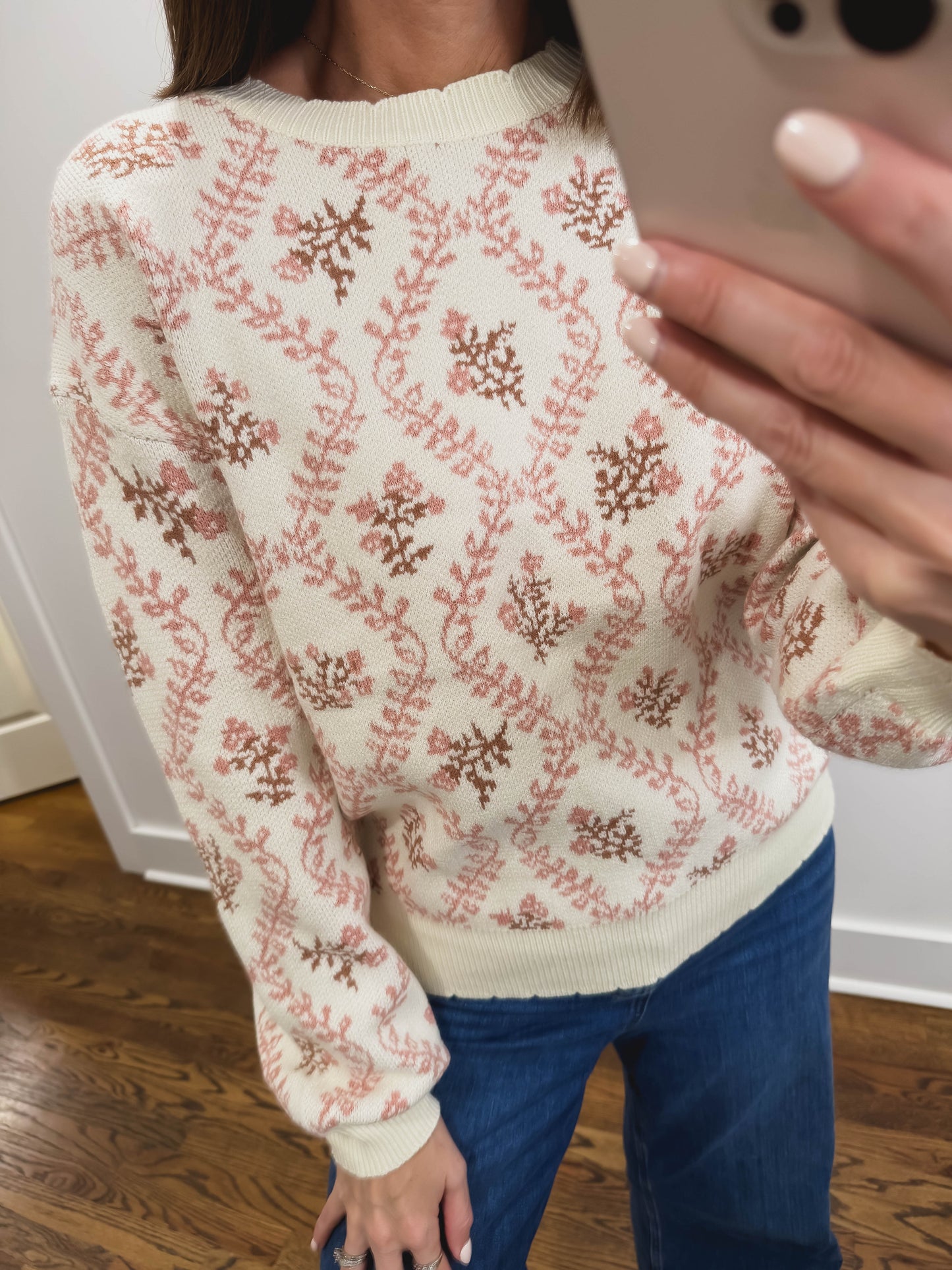 The Sweetbriar Floral Sweater in Pink