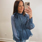 The Cornflower Ruffle Neck Blouse