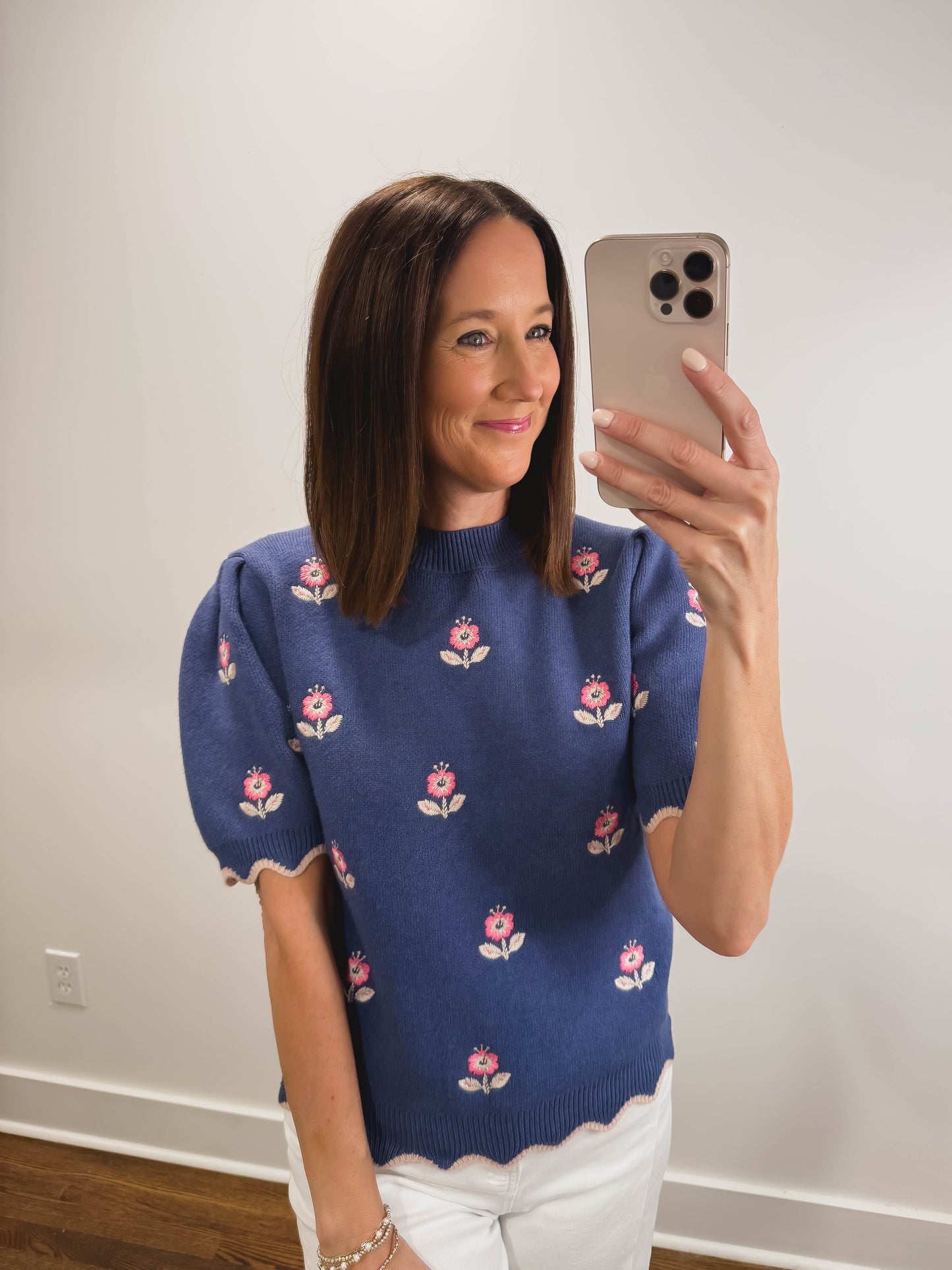 The Juliet Floral Sweater in Blue
