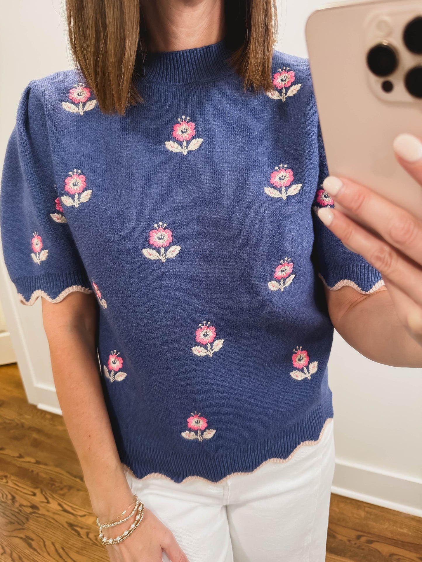 The Juliet Floral Sweater in Blue