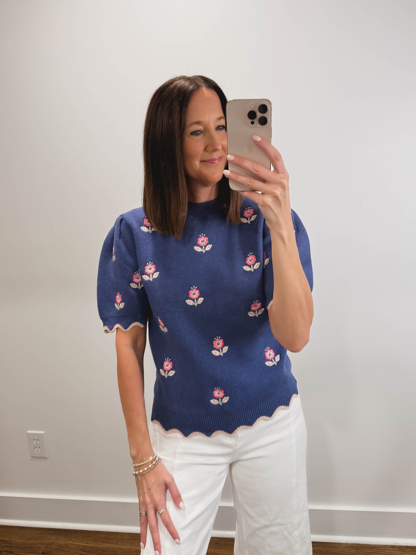 The Juliet Floral Sweater in Blue