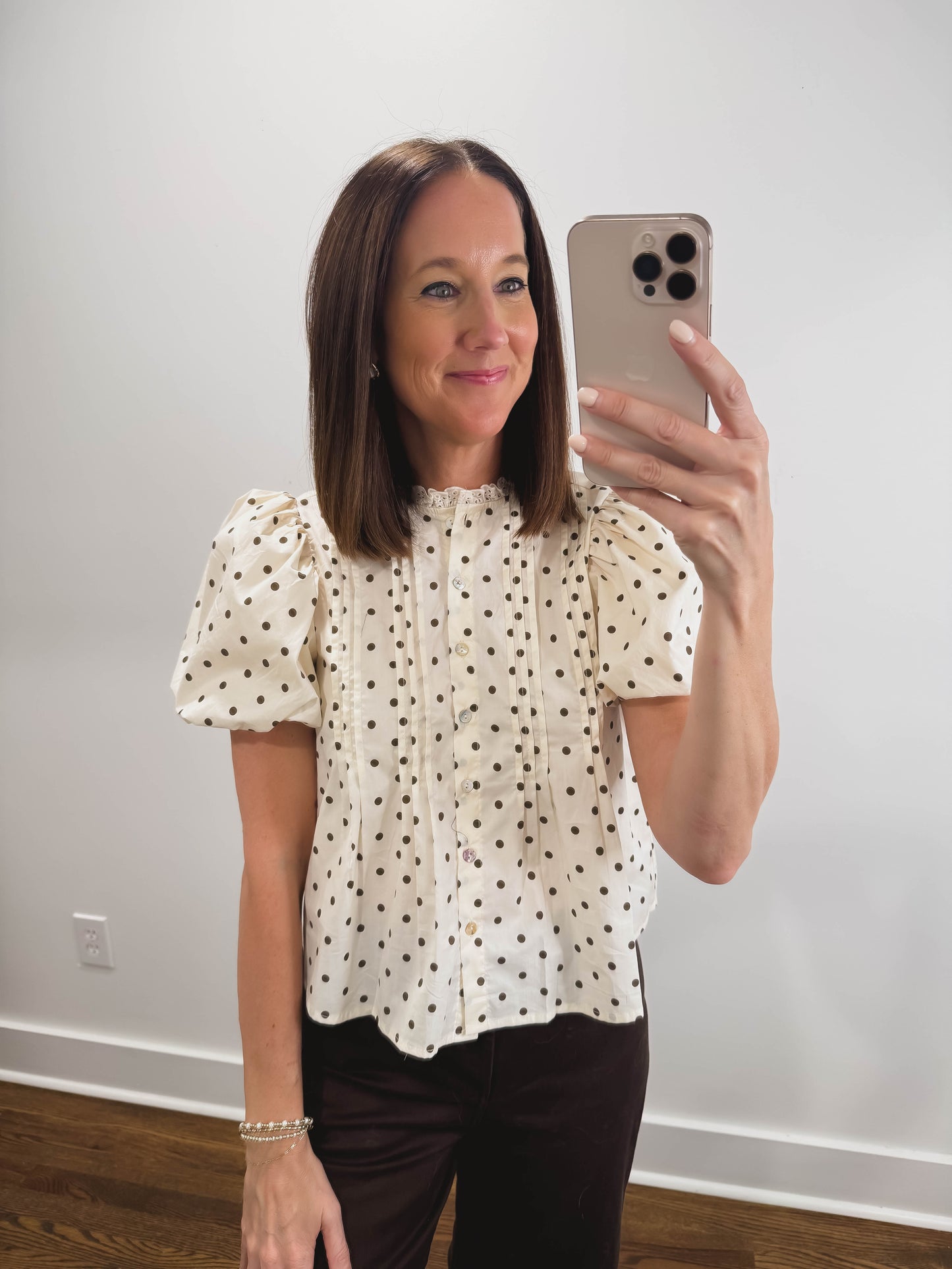 The Hazelnut Dot Blouse