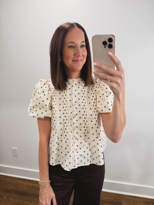 The Hazelnut Dot Blouse