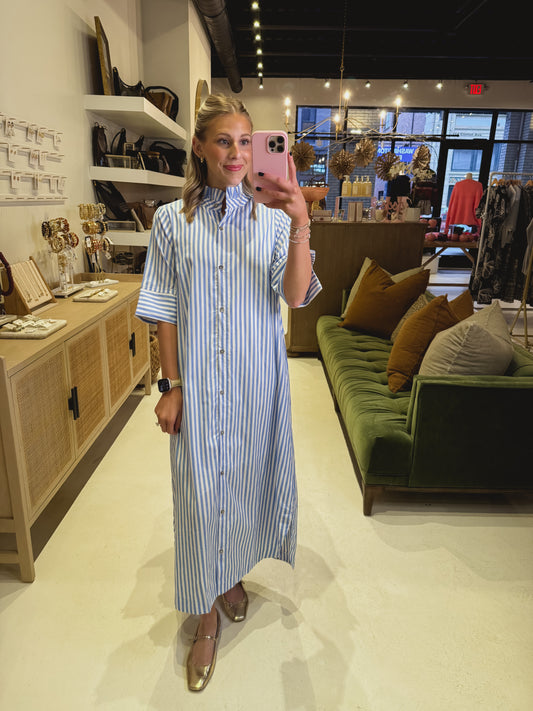 The Ruffled Collar Dress in Light Blue