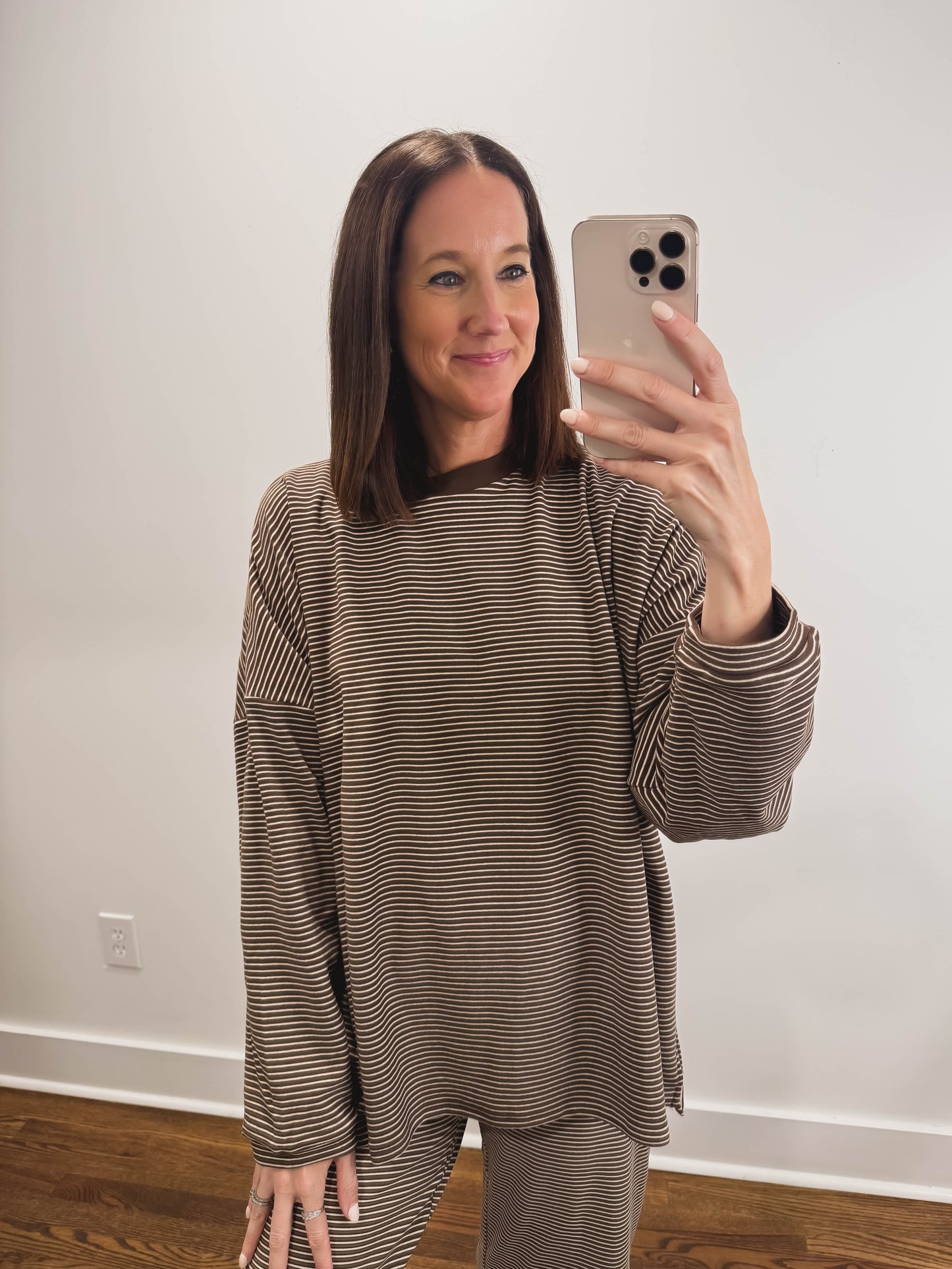 The Levi Striped Set in Brown (Top and Bottom Sold Together)