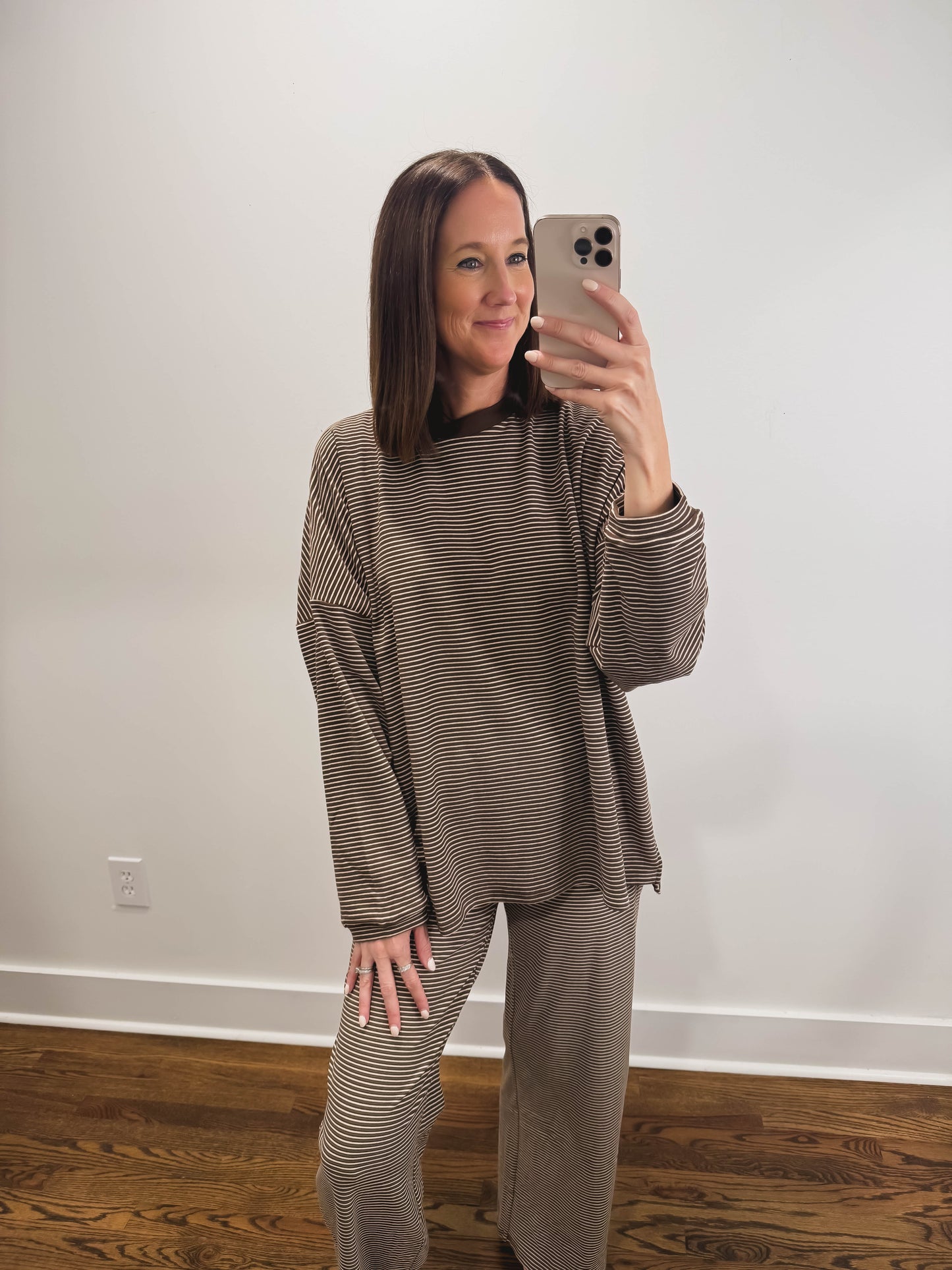 The Levi Striped Set in Brown (Top and Bottom Sold Together)