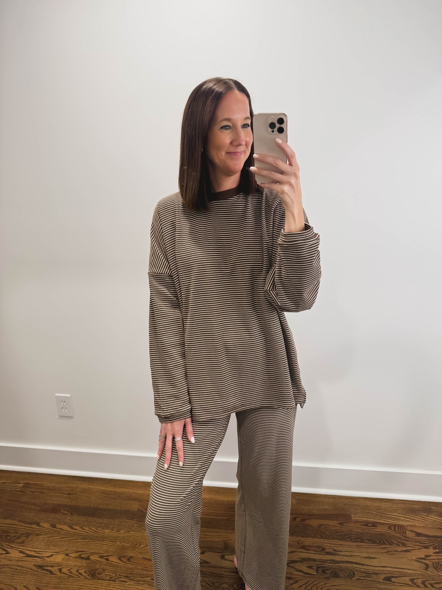 The Levi Striped Set in Brown (Top and Bottom Sold Together)