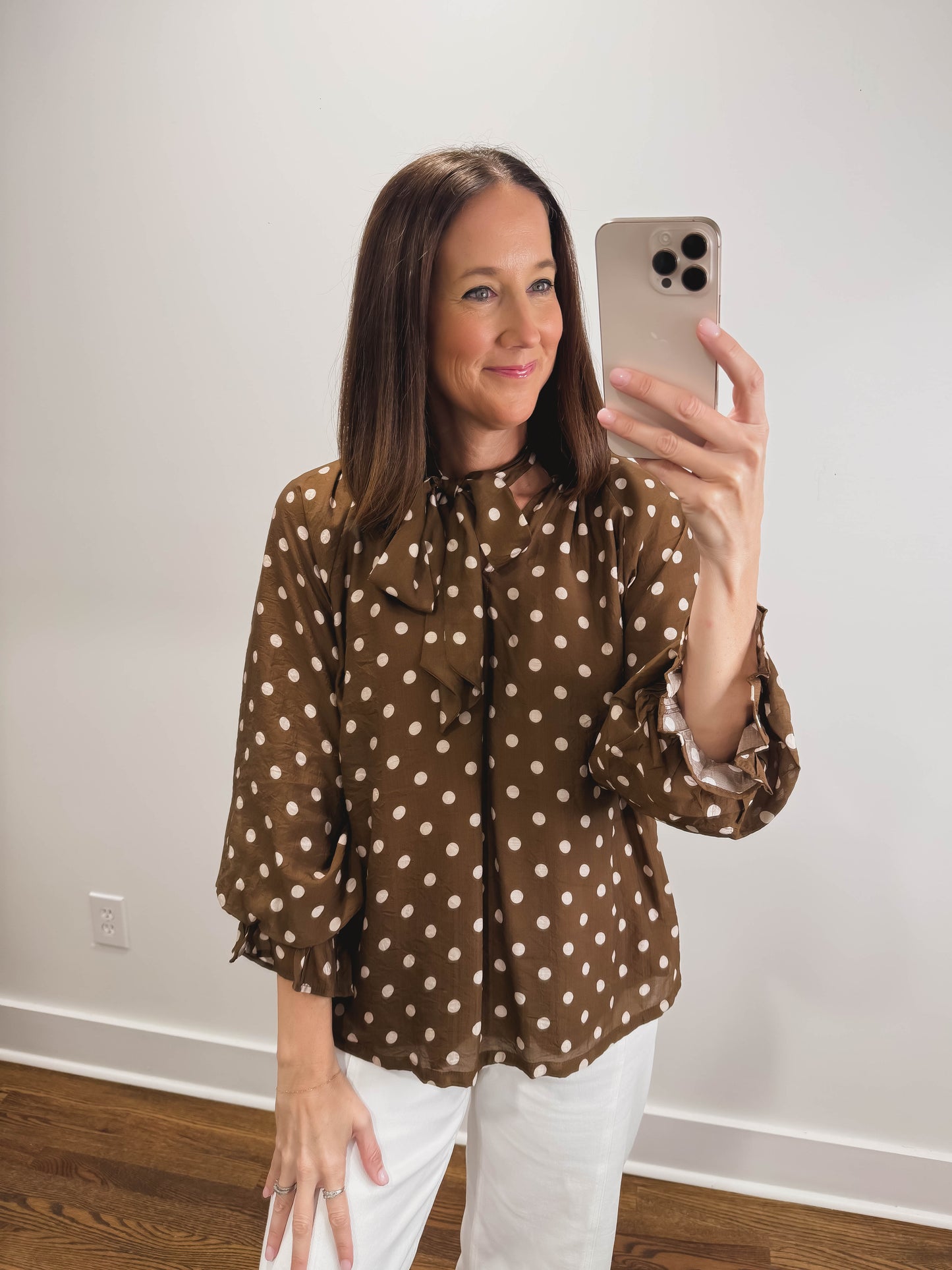 The Sienna Dot Tie Neck Top