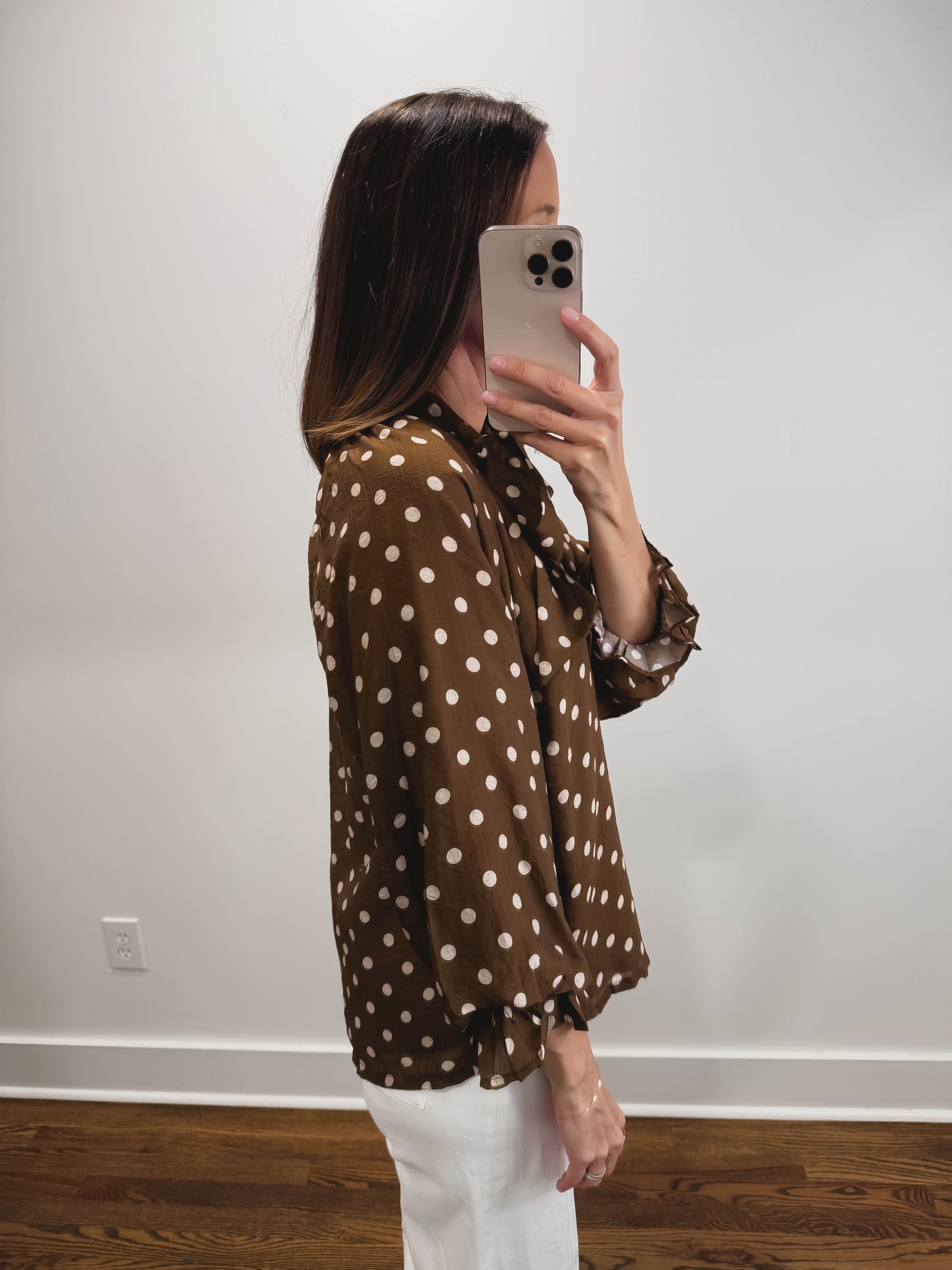 The Sienna Dot Tie Neck Top